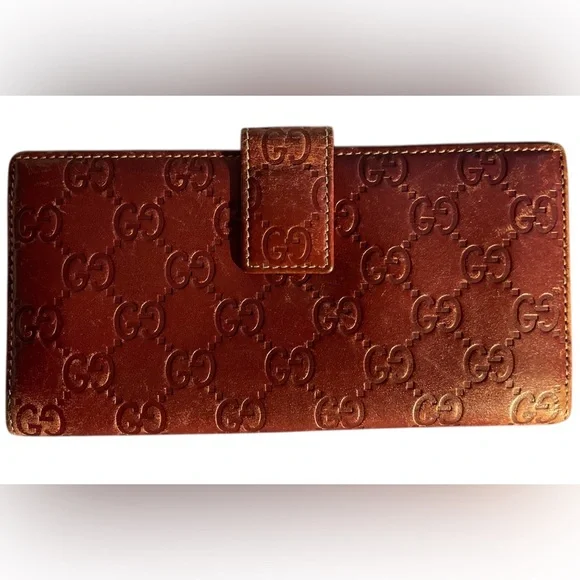 Authentic Gucci - Guccissima Maroon/Brick double snap long leather wallet - Picture 3 of 11